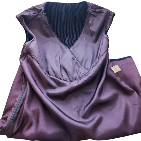 DW3 dress v-neck purple formal party lined side zip back slit sleeveless USA - Picture 8 of 11